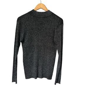 Joseph A Silk Gray Glittery Ribbed Sweater Size L Large